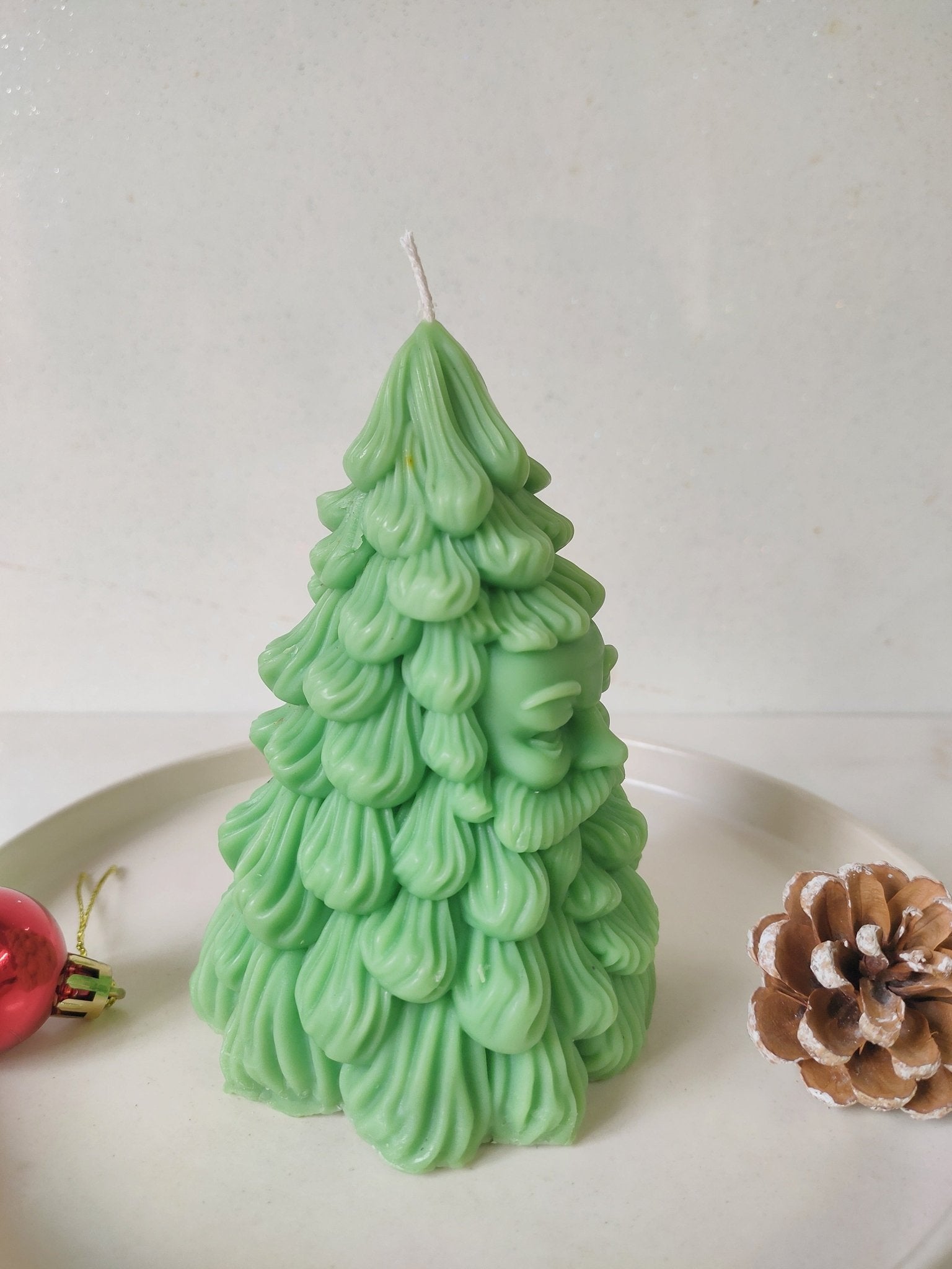 Santa Face Christmas Tree Candle | Festive Handcrafted Holiday Decor – Candles & Fragrances on Brown Living™. SKU: BSFCT001-002. Img 3.