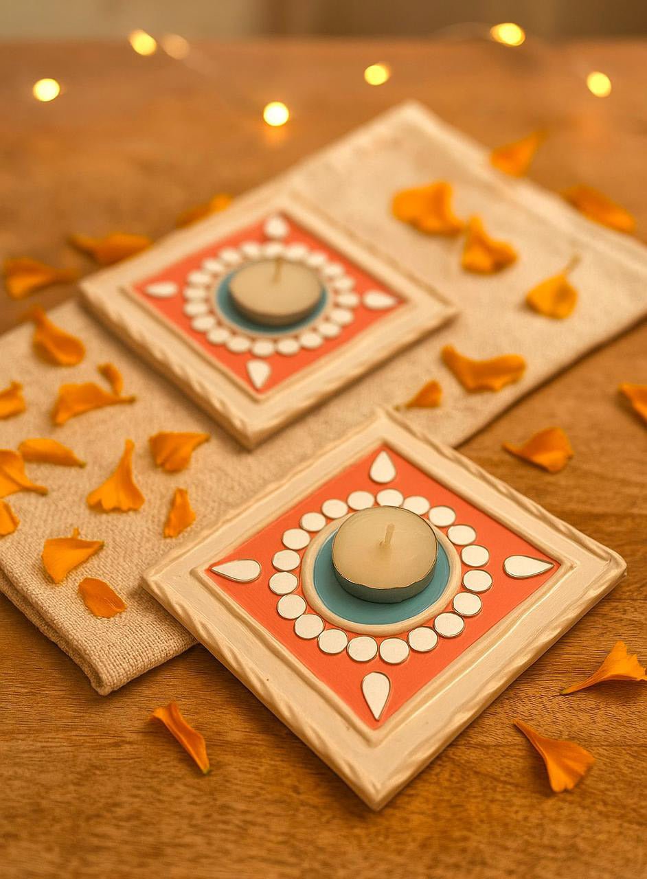 Saphed Lippan Tealight Holder | Handmade Clay Decor – Home Decor on Brown Living™. SKU: SDTL002. Img 1.