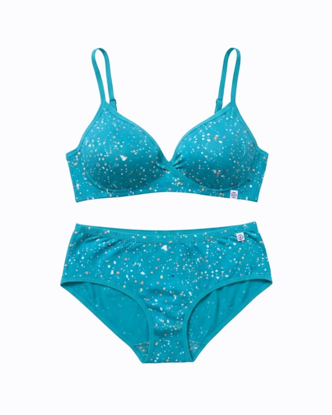 Sapphire Cotton Lingerie Set – Womens Accessories on Brown Living™. SKU: 008AMORA-TangaTealSpltrAOP-XS. Img 1.