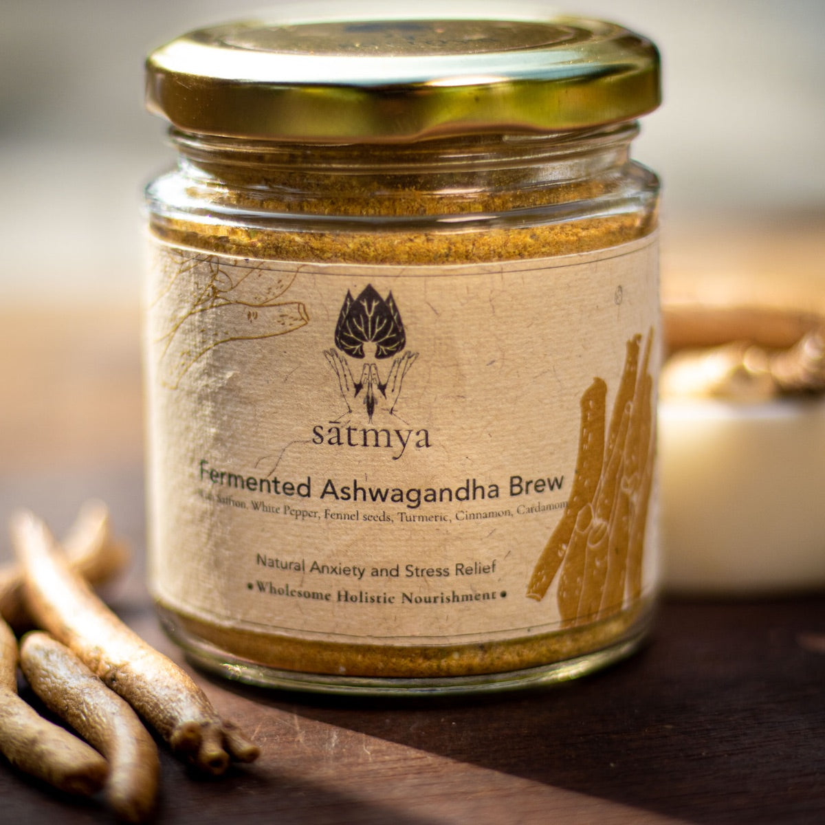 Fermented Anxiety Relieving Ashwagandha Brew – Health & Energy Drinks on Brown Living™. SKU: Ashwa_50gms990. Img 1.