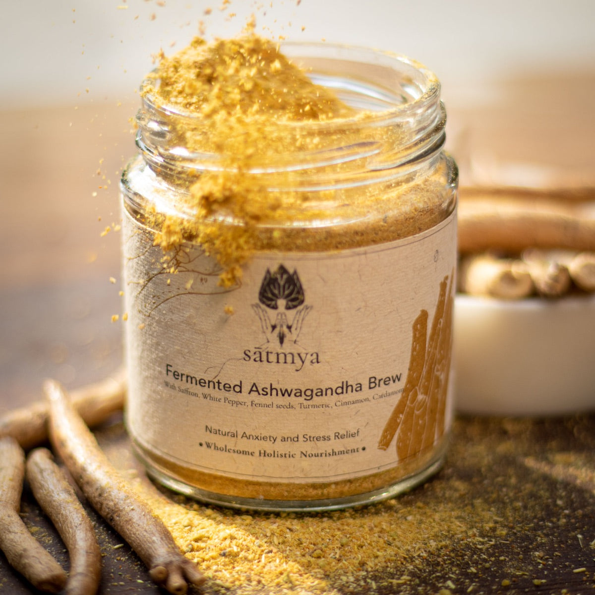 Fermented Anxiety Relieving Ashwagandha Brew – Health & Energy Drinks on Brown Living™. SKU: Ashwa_50gms990. Img 2.