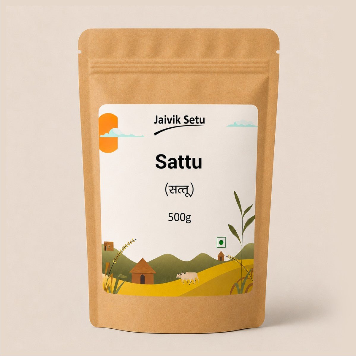 Sattu 500g | Roasted Gram Flour for Healthy Drinks & Recipes – Healthy Snacks on Brown Living™. SKU: STU. Img 1.