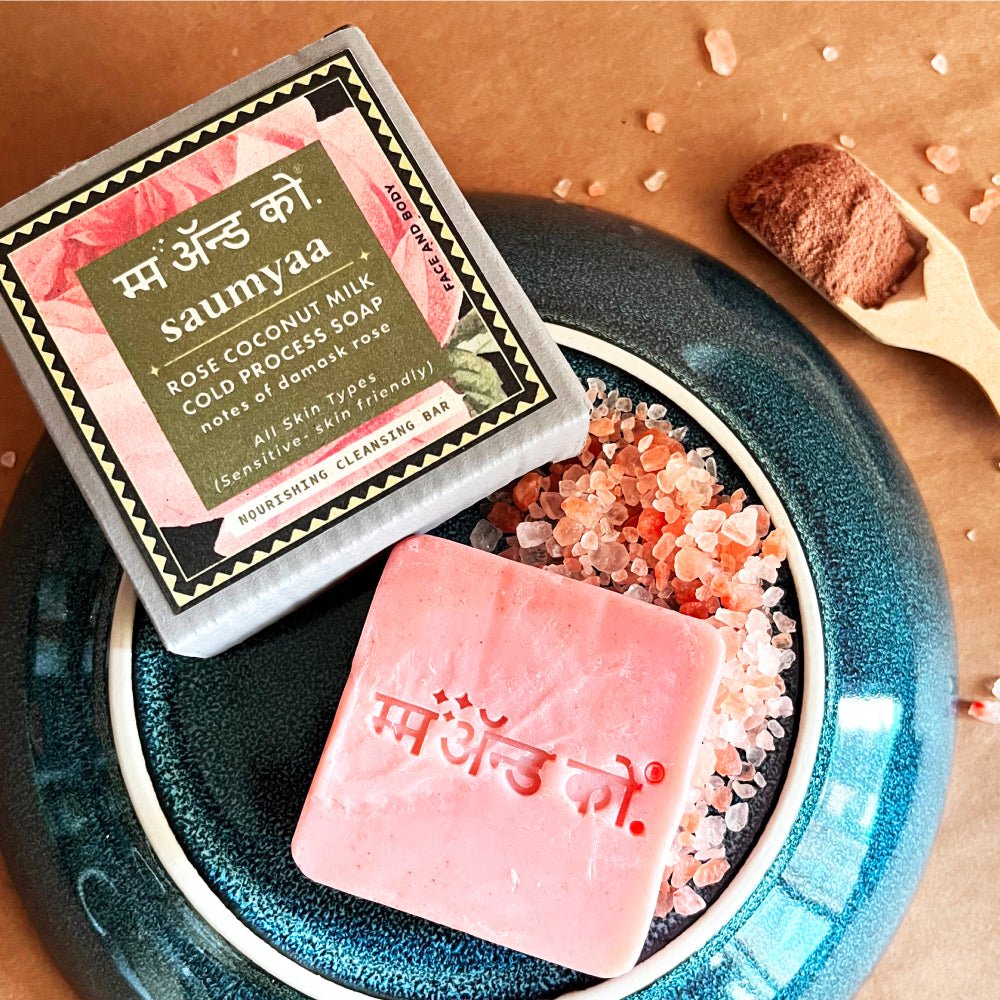 Saumyaa Coconut Milk Cold Process Soap (Rose + Orange Lentils) – Body Soap on Brown Living™. SKU: CB03. Img 1.