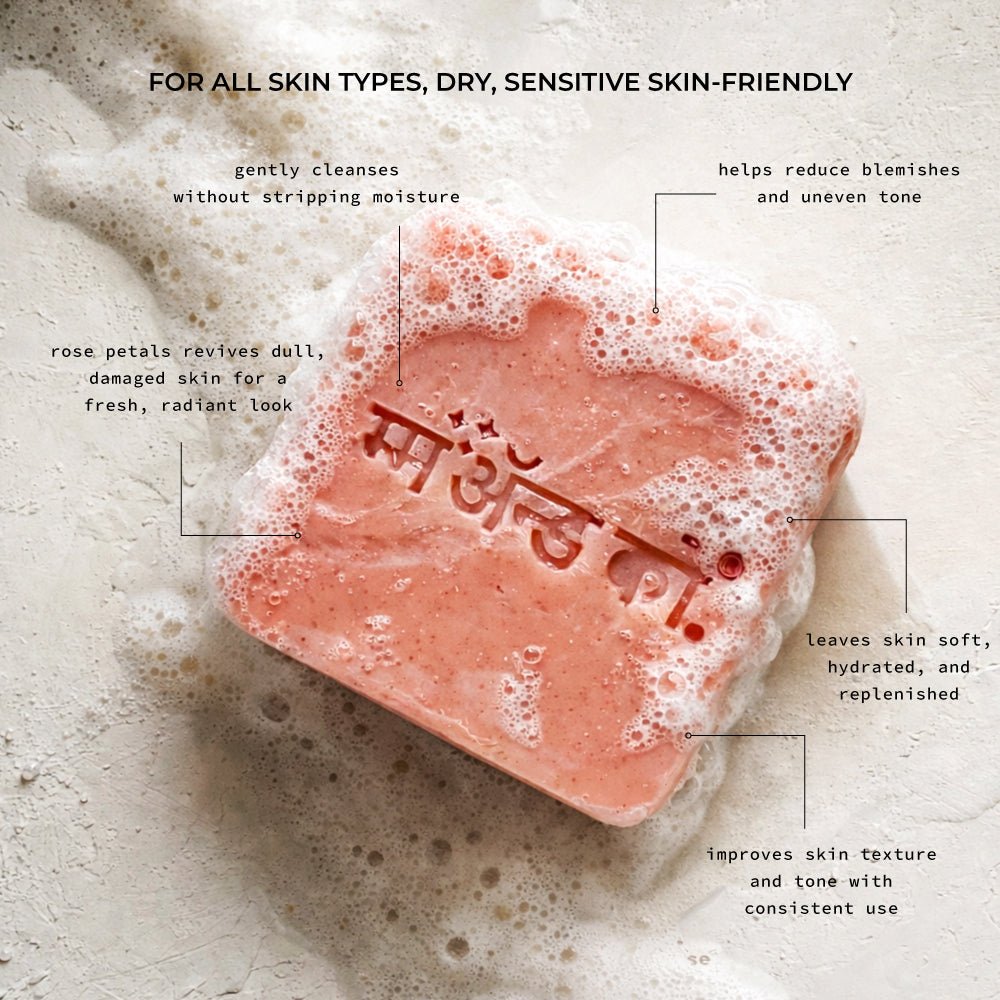 Saumyaa Coconut Milk Cold Process Soap (Rose + Orange Lentils) – Body Soap on Brown Living™. SKU: CB03. Img 2.