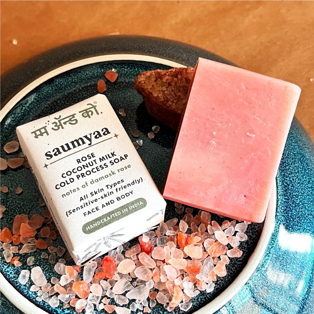 Saumyaa Coconut Milk Cold Process Soap (Rose + Orange Lentils) – Body Soap on Brown Living™. SKU: SCB03. Img 7.
