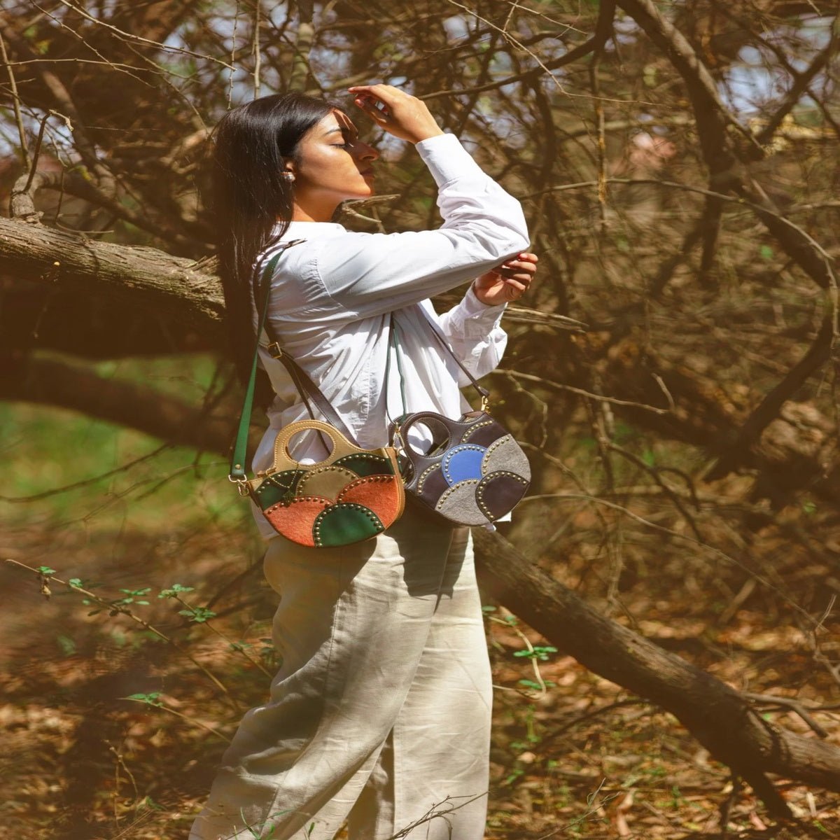 Savannah Vegan Leather Sling - Gold – Sling Bag by Green Hermitage available on Brown Living™. . SKU: MSGH2025 - 2001. Img 7.
