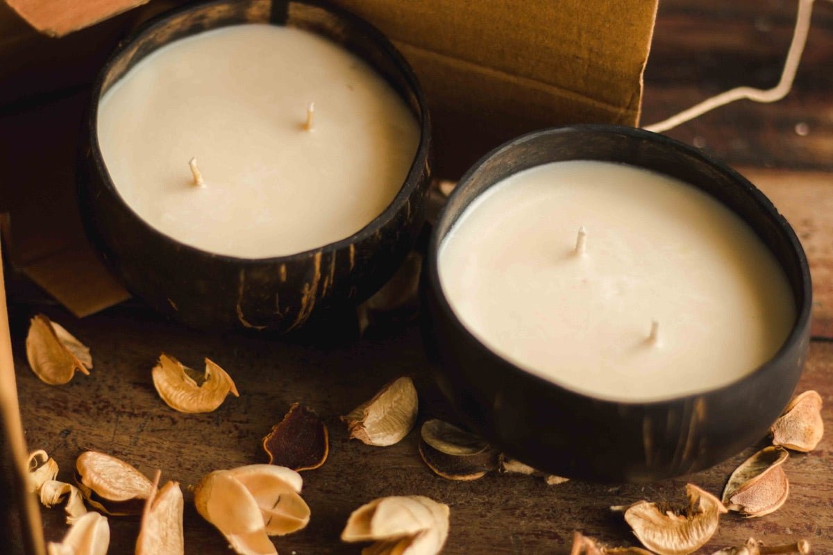 Scented Coconut Shell Soy Candles - Set of 2 | Verified Sustainable by Brown Living™