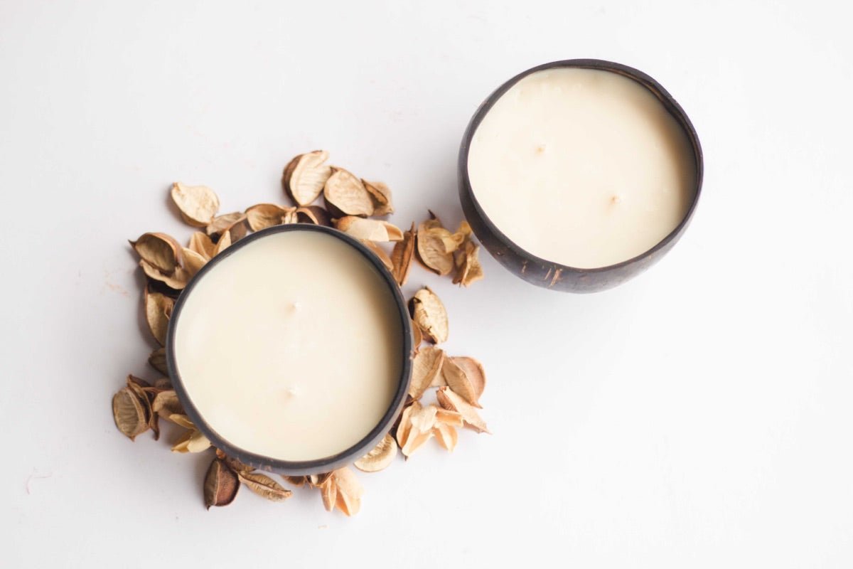 Scented Coconut Shell Soy Candles - Set of 2 – Candles & Fragrances on Brown Living™. SKU: SN12125. Img 2.