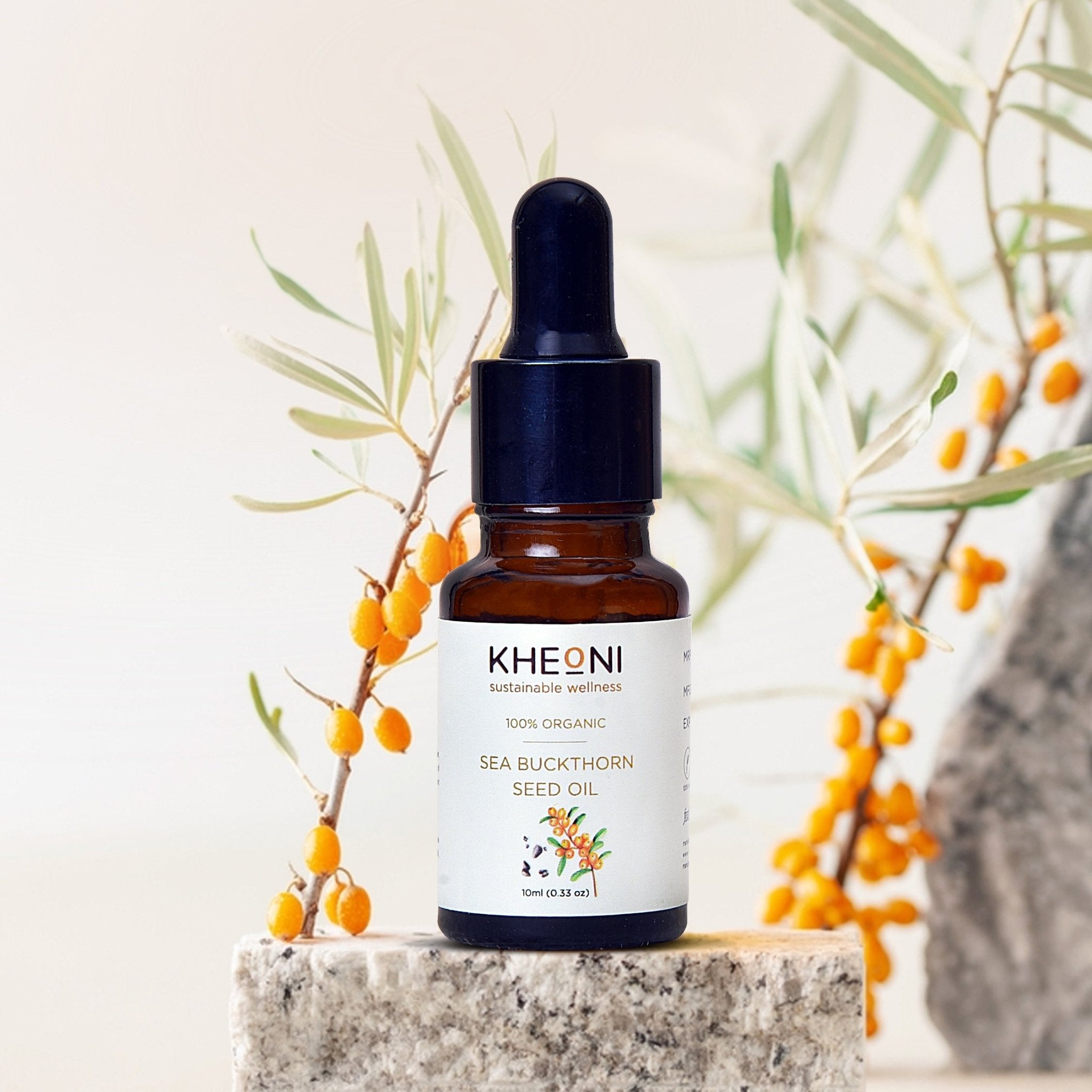 Sea Buckthorn Seed Oil | Natural Face Oil for Skin Nourishment – Face Serum on Brown Living™. SKU: KHSBSO-01. Img 2.