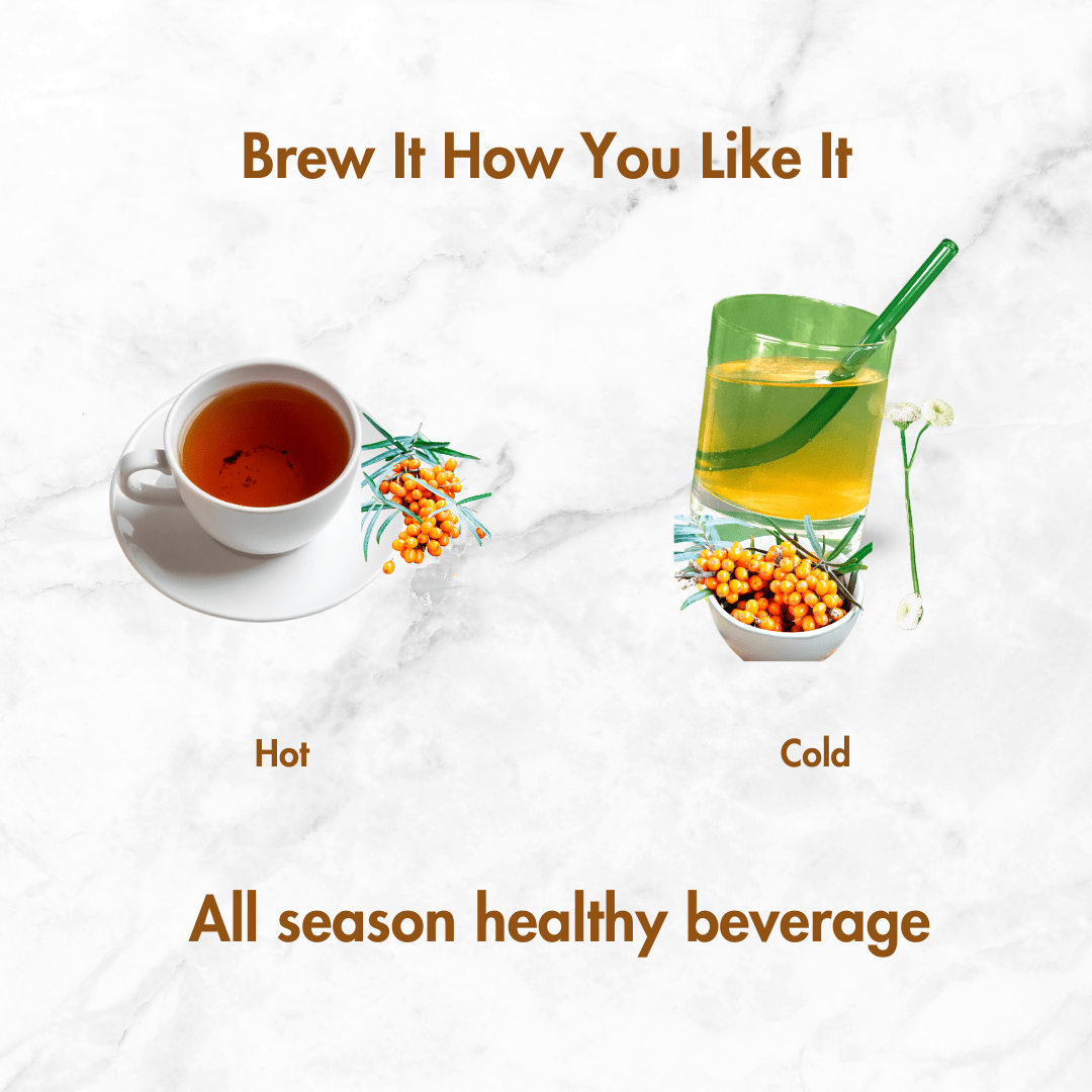 Sea Buckthorn Tea Leaves (40g) – Tea on Brown Living™. SKU: seabuckthorn1. Img 4.