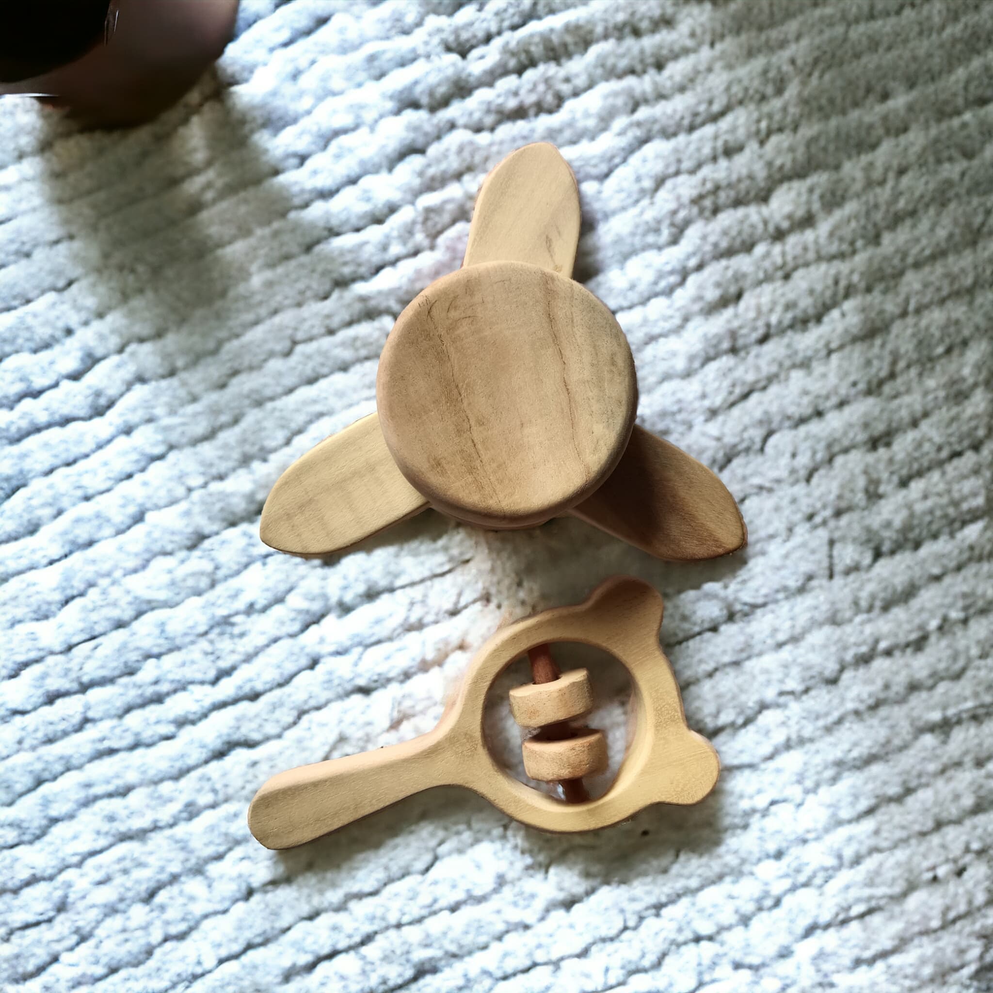 Sensory Developing Neem Wooden Flower Tumbler & Mickey Head Rattle – Baby Rattles on Brown Living™. SKU: R_FLTMBLR-MKHD. Img 2.