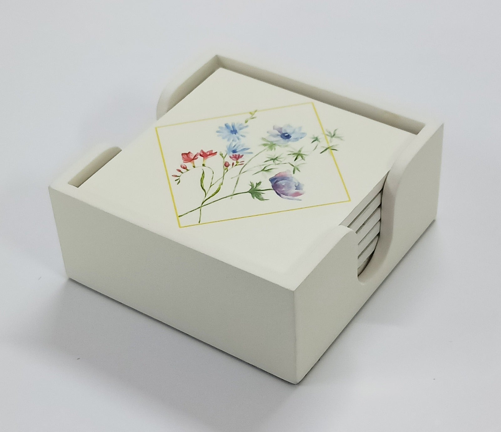 Serene Bloom Coasters Floral Decorative Drink Coasters Set – Coasters on Brown Living™. SKU: TLD-BL-09. Img 2.