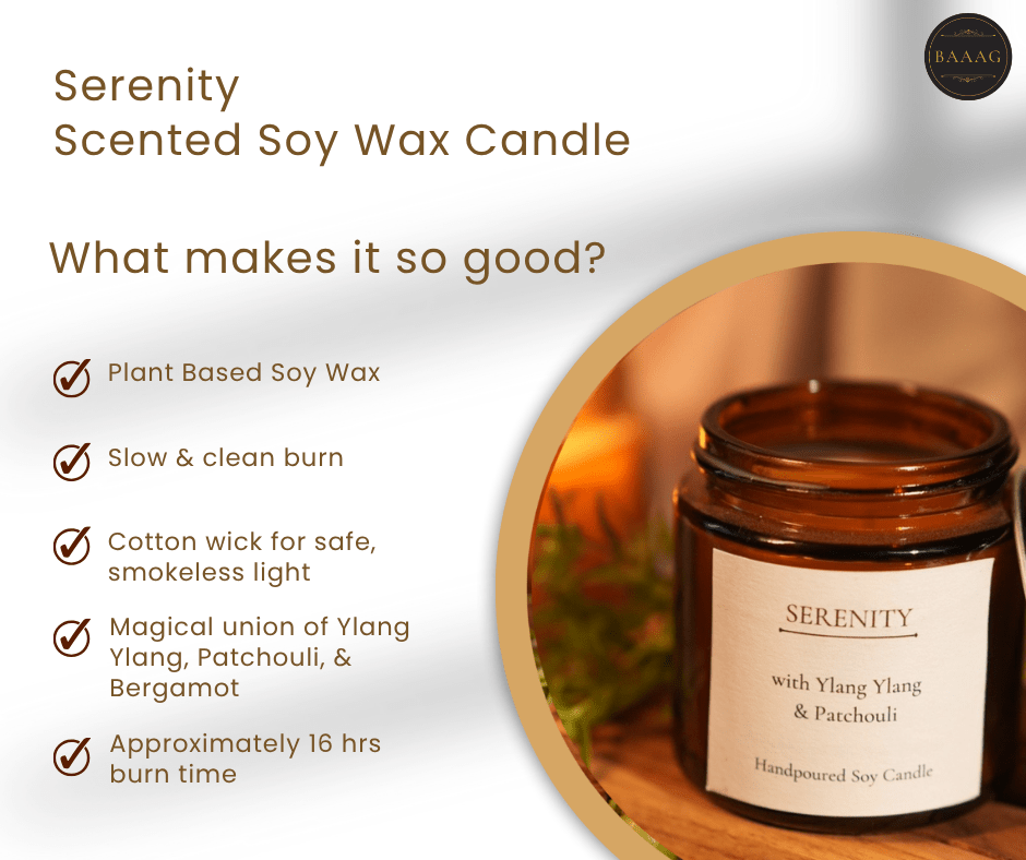 Serenity Scented Soy Wax Candle – Natural & Long - Lasting – Candles & Fragrances on Brown Living™. SKU: BGSC000005. Img 1.