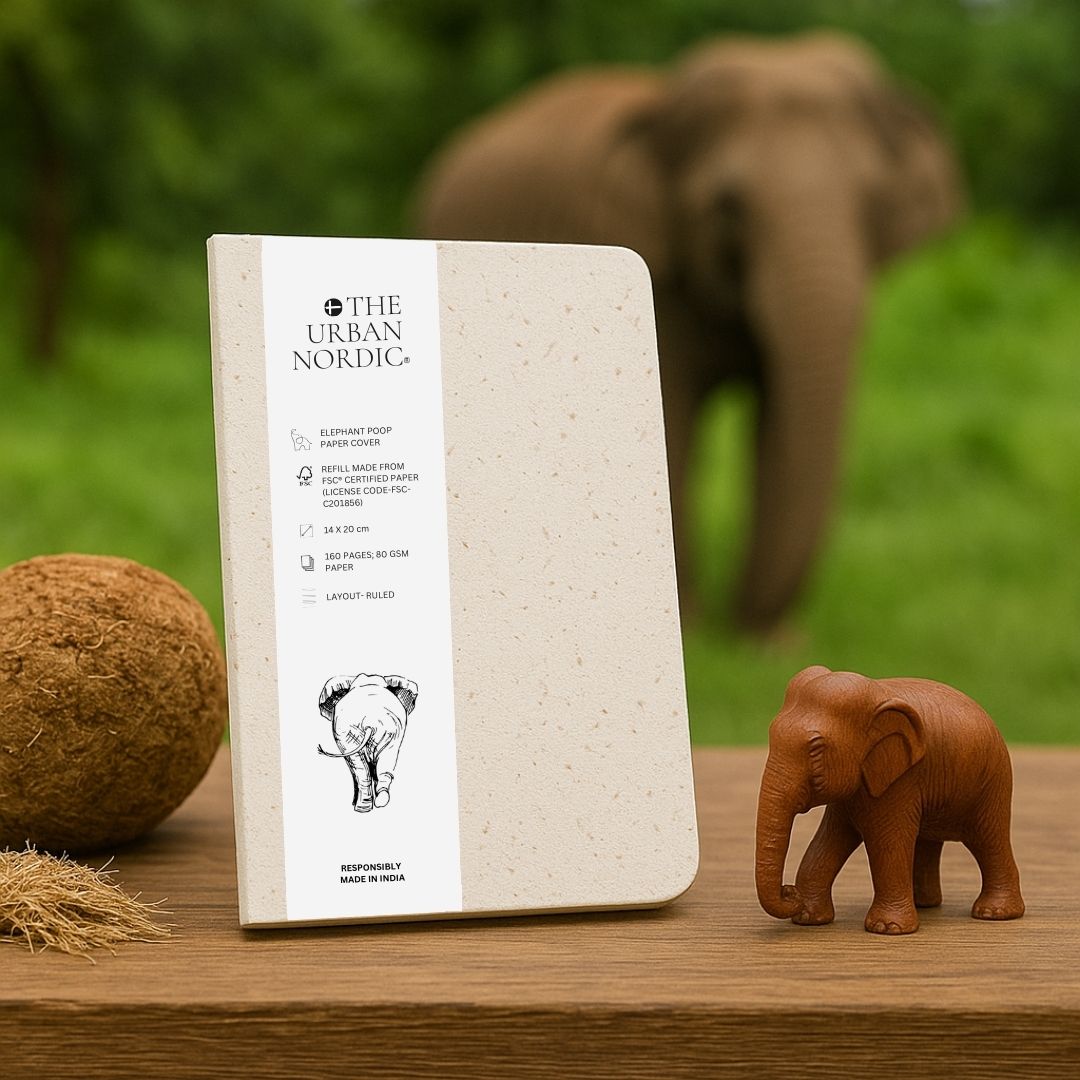 Set of 2 - Elephant Poop Paper Cover A5 & A6 Notebook with FSC Paper – Notebooks & Notepads by The Urban Nordic available on Brown Living™. . SKU: BREPSETA5PBA6SBRDFSC - 1 - . Img 3.