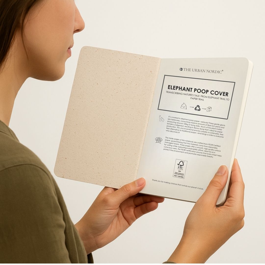 Set of 2 - Elephant Poop Paper Cover A5 & A6 Notebook with FSC Paper – Notebooks & Notepads by The Urban Nordic available on Brown Living™. . SKU: BREPSETA5PBA6SBRDFSC - 1 - . Img 5.