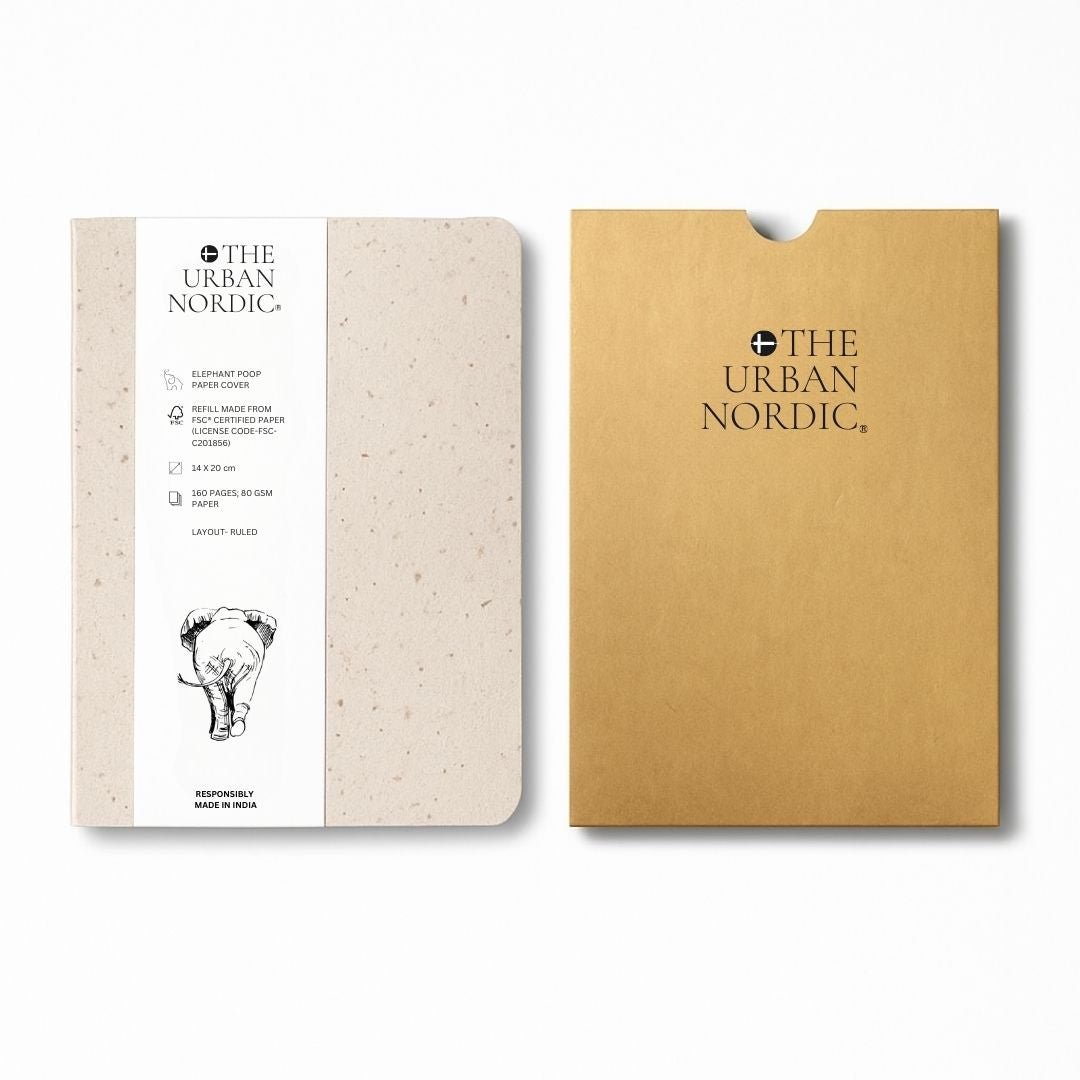 Set of 2 - Elephant Poop Paper Cover A5 & A6 Notebook with FSC Paper – Notebooks & Notepads by The Urban Nordic available on Brown Living™. . SKU: BREPSETA5PBA6SBRDFSC - 1 - . Img 4.