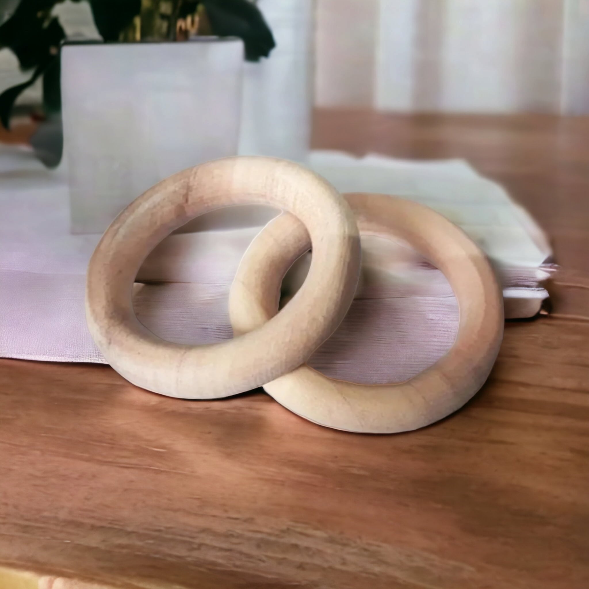 Set Of 2 Neem Wooden Teether Rings – Immunity Boosting For Infants – Baby Teethers & Soothers on Brown Living™. SKU: T_RNG2. Img 3.