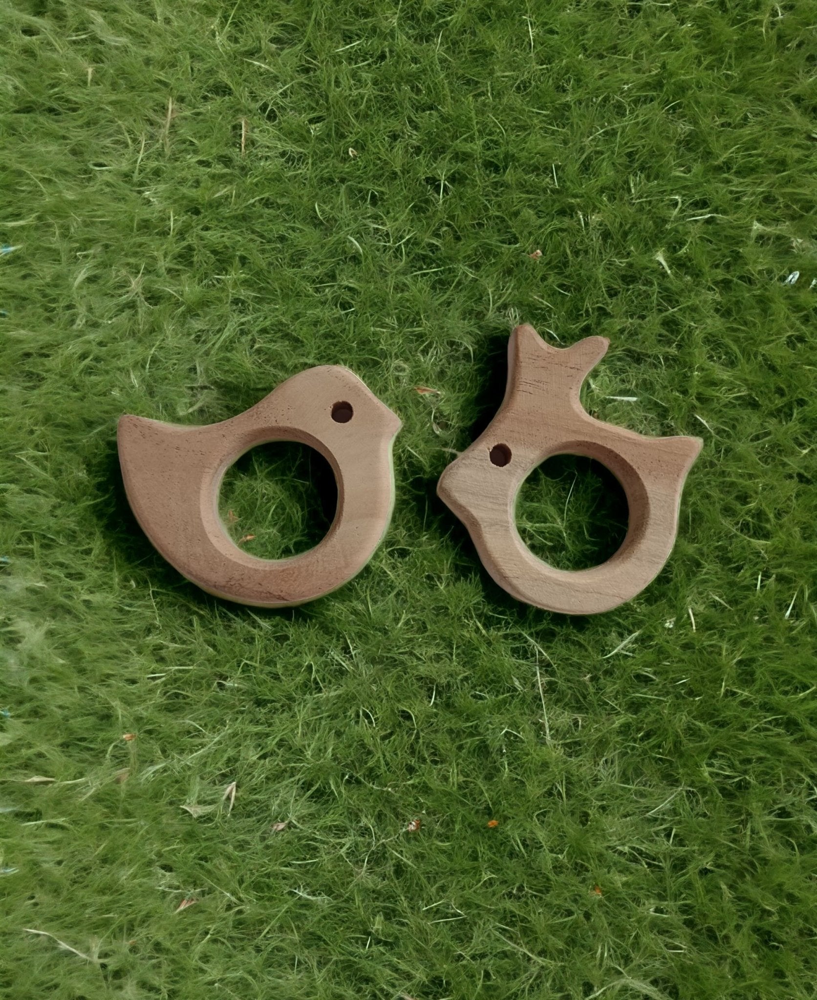 Set Of 2 Soothing Neem Wooden Teethers – Dove & Rabbit Shapes – Baby Teethers & Soothers on Brown Living™. SKU: T_DV-RBT. Img 2.