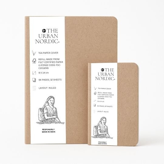 Set of 2 - Tea Paper Cover Softbound A5 & A6 Notebooks - The Urban Nordic – Notebooks & Notepads by The Urban Nordic available on Brown Living™. . SKU: BRTESETA5HCA6SBRDFSC - 1. Img 1.