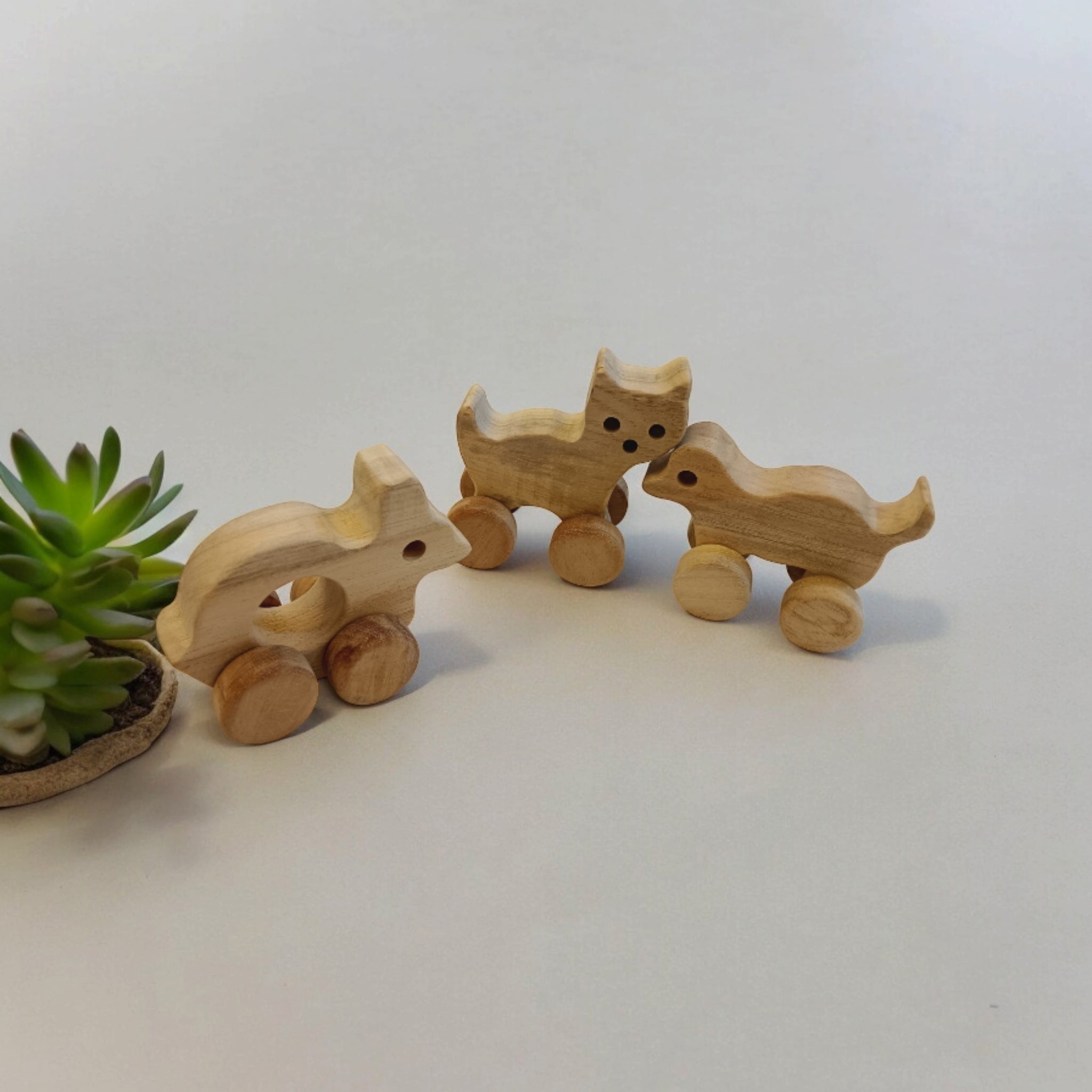 Set Of 3 Cute Wheel Toys Made From Neem For Toddlers – Toy Trains & Vehicles on Brown Living™. SKU: W_DG-CT-RBT. Img 4.