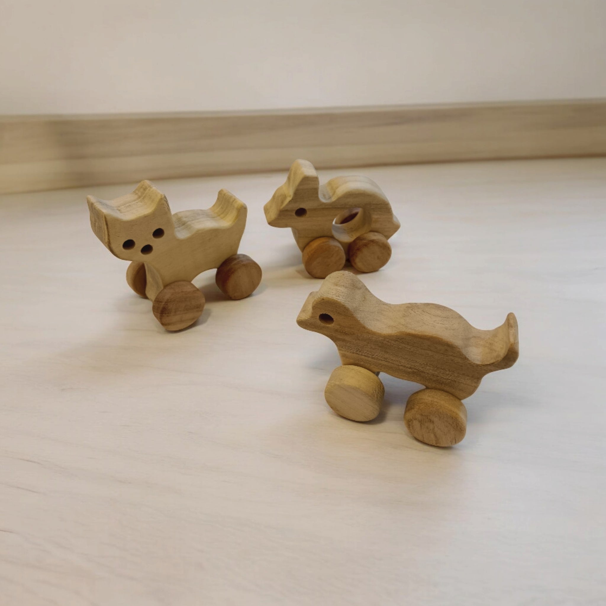 Set Of 3 Cute Wheel Toys Made From Neem For Toddlers – Toy Trains & Vehicles on Brown Living™. SKU: W_DG-CT-RBT. Img 5.