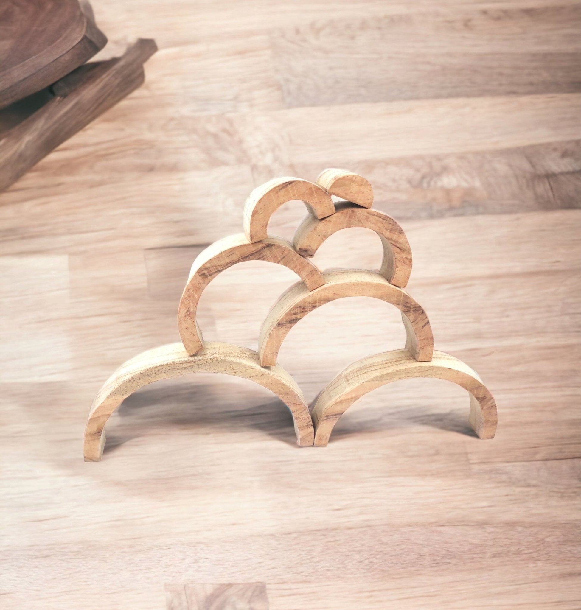 Set Of 7 Bows Neem Wooden Stacking Rainbow For Creative Minds – Wooden Toys on Brown Living™. SKU: STK_RNBW. Img 4.