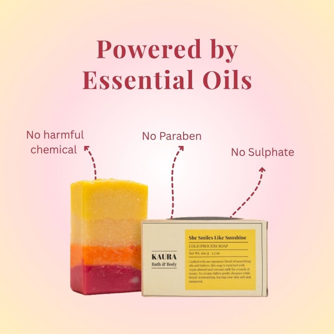 She Smiles Like Sunshine Natural Floral Soap | 100g – Body Soap by Kaura available on Brown Living™. . SKU: KI303. Img 4.