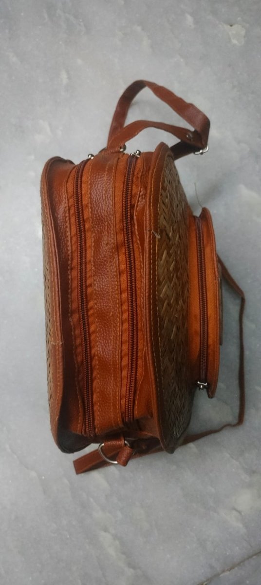 Shital Pati & Jute Sling Bag – Womens Handbag by ONEarth available on Brown Living™. Oval . SKU: OEP468. Img 4.