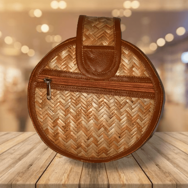 Shital Pati & Jute Sling Bag – Womens Handbag by ONEarth available on Brown Living™. Round . SKU: OEP480a. Img 8.