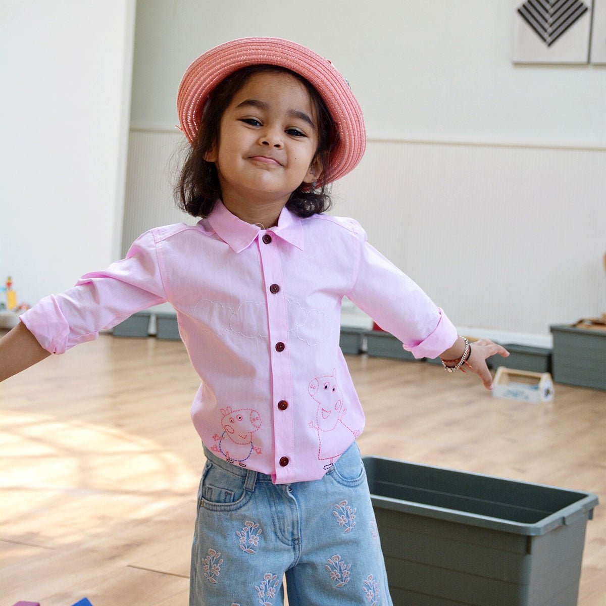 Sibling Pigs Embroidered Unisex Organic Cotton Shirt – Kids Shirts on Brown Living™. SKU: NDY - 9. Img 5.