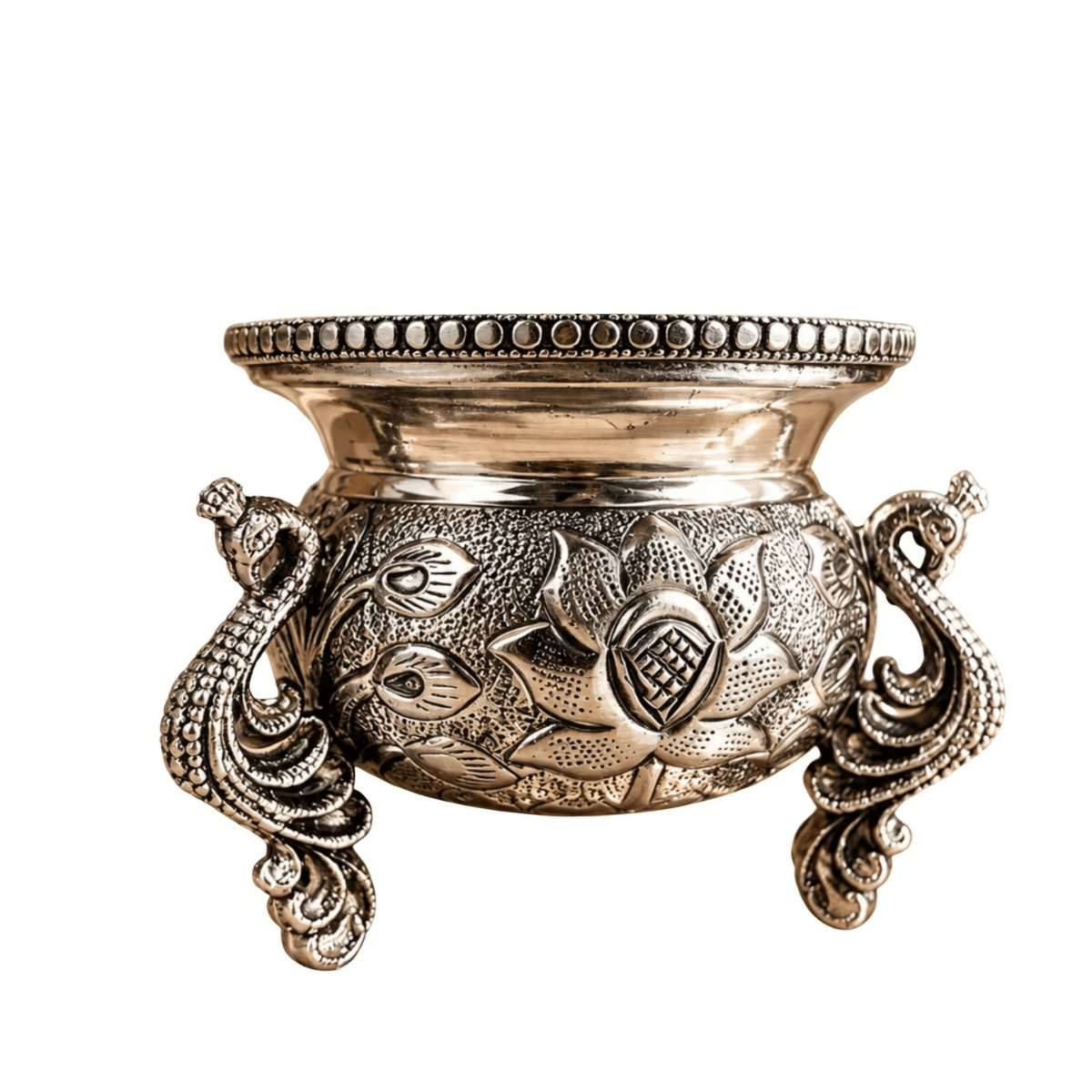 Silver Plated Peacock Bowl | Heritage Decorative Bowl – Plates & Bowls on Brown Living™. SKU: D-489. Img 4.