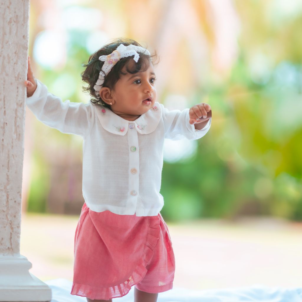 Skort Lander Embroidered Shirt & Frilly Skort Set for Kids – Kids Daywear Sets on Brown Living™. SKU: TF-101-G4-WP5-1. Img 1.