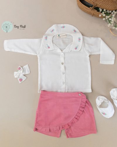 Skort Lander Embroidered Shirt & Frilly Skort Set for Kids – Kids Daywear Sets on Brown Living™. SKU: TF-101-G4-WP5-1. Img 2.