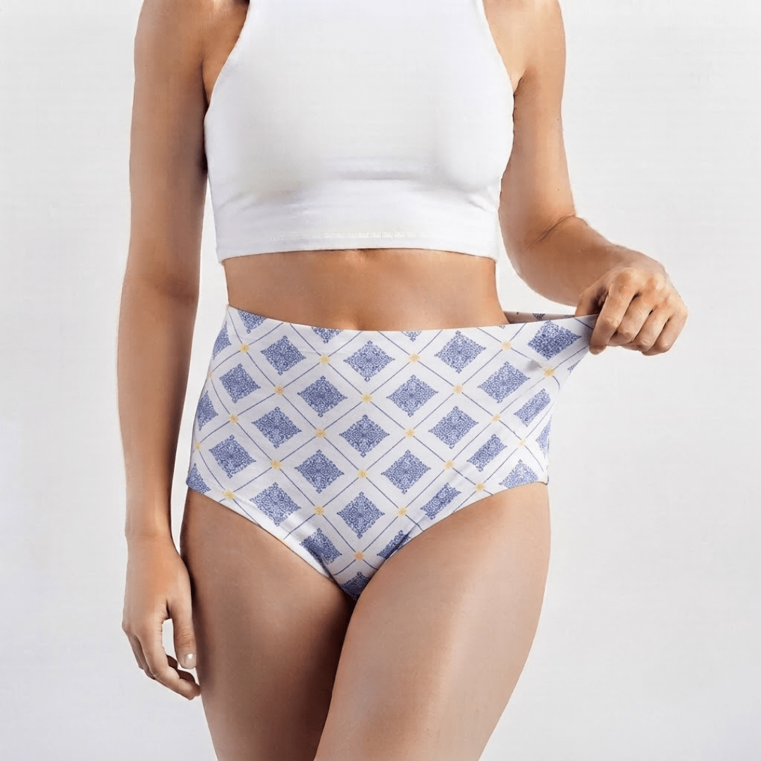 Sky Indigo & Porcelain Organic Cotton Classic Briefs | Pack of 2 – Womens Underwear on Brown Living™. SKU: 001HWBBlue-WhiteXs. Img 4.
