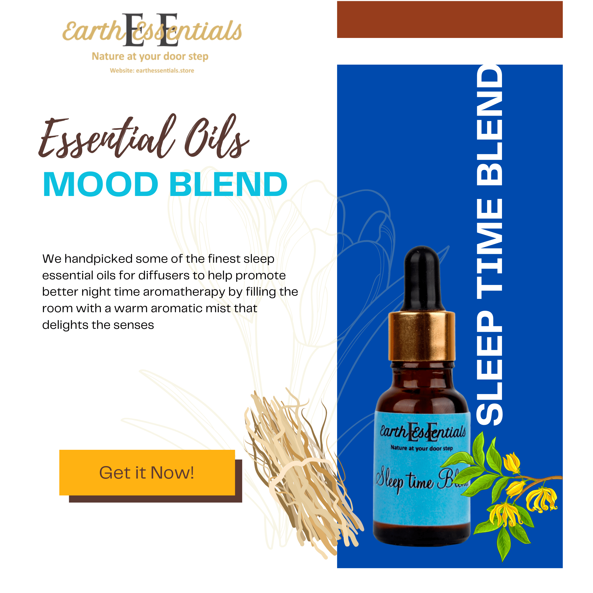Sleepy Time Essential Oil Blend 15 ml – Calming & Relaxing Aroma – Essential Oils on Brown Living™. SKU: EOBlends-05. Img 2.