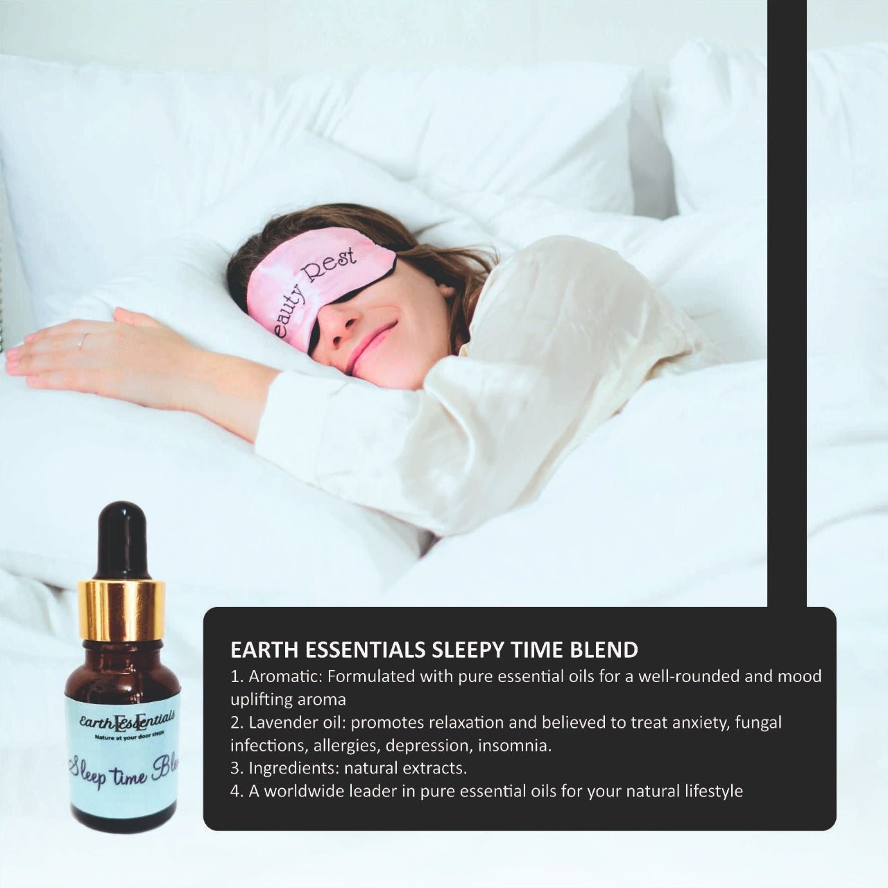 Sleepy Time Essential Oil Blend 15 ml – Calming & Relaxing Aroma – Essential Oils on Brown Living™. SKU: EOBlends-05. Img 4.