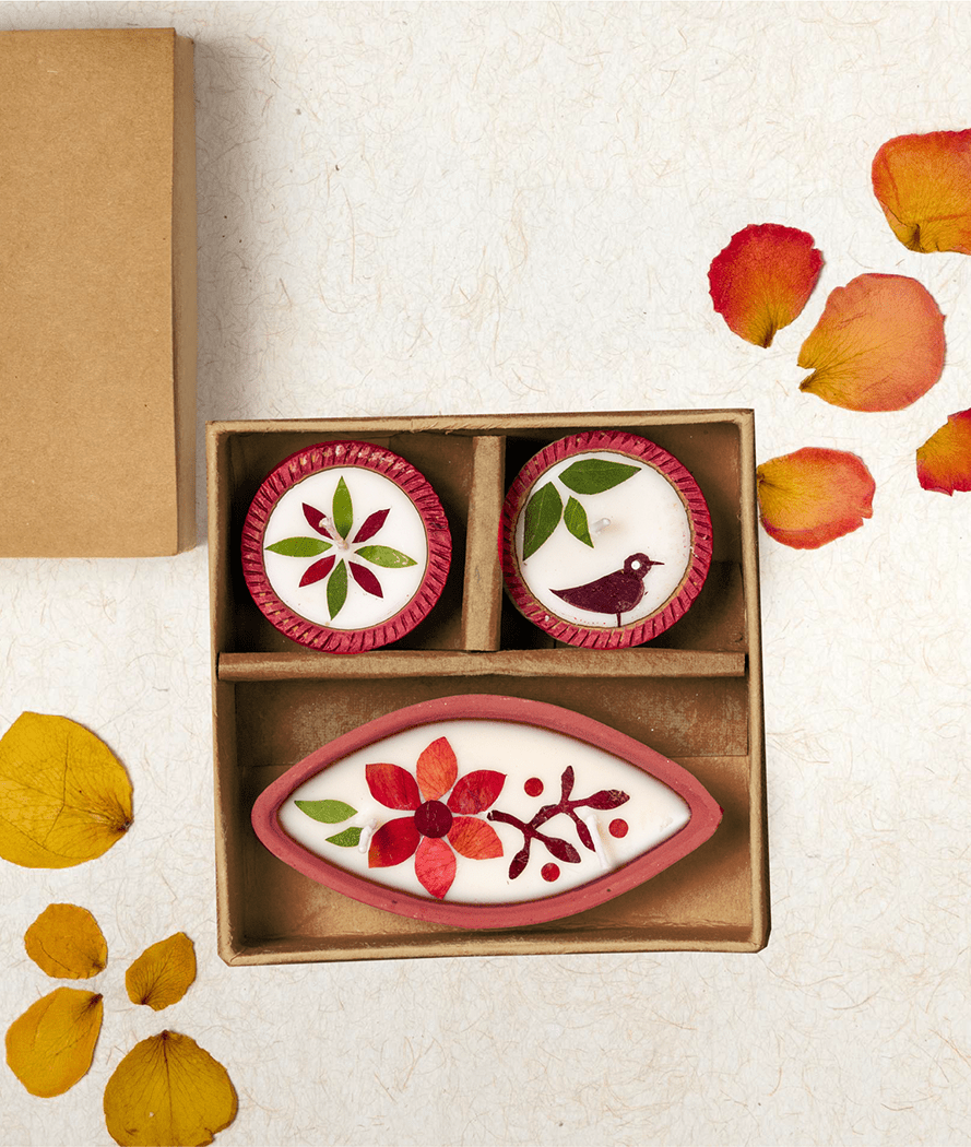 Small Diya Gift Box Pack of 6 | Diwali Festive Gift Boxes – Candles & Fragrances on Brown Living™. SKU: Gul_Diwali_26_005. Img 1.