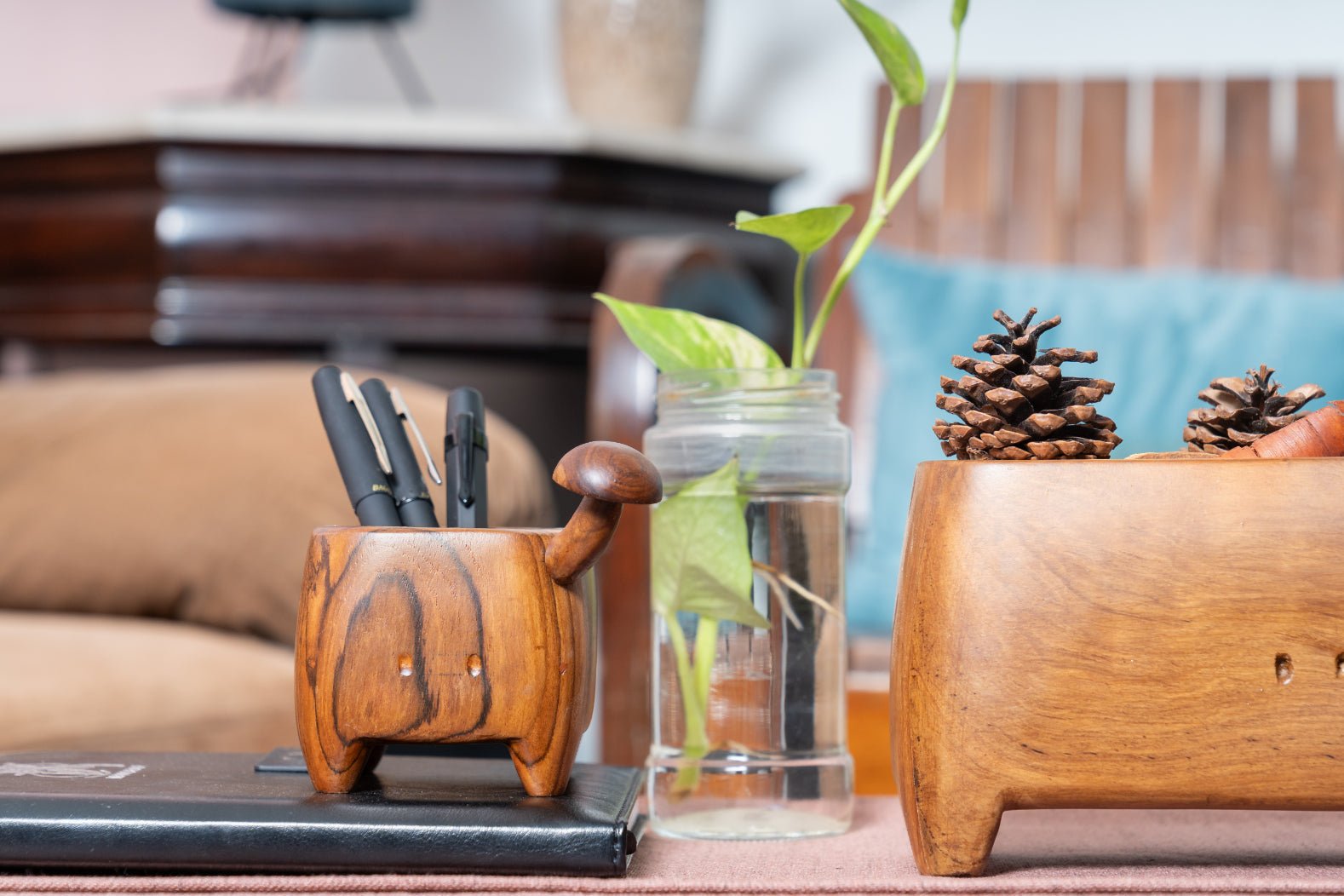 Small Wooden Mushroom Organizer | Desk Storage Holder – Desk Organizers on Brown Living™. SKU: SMT. Img 6.