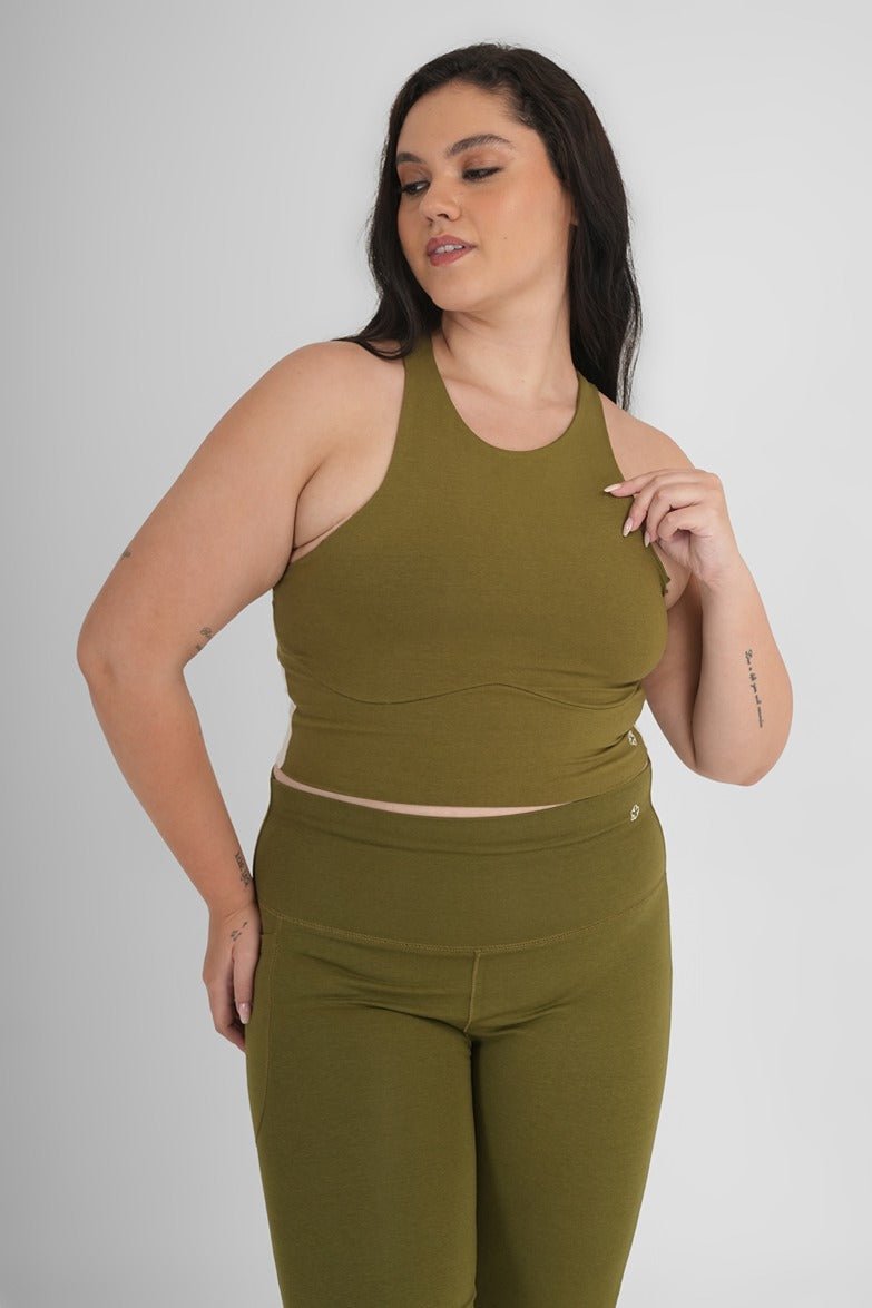Snug Fit Athletic Olive Sports Tank | Stretchable Activewear – Womens Top on Brown Living™. SKU: ELGLKLPXS. Img 7.