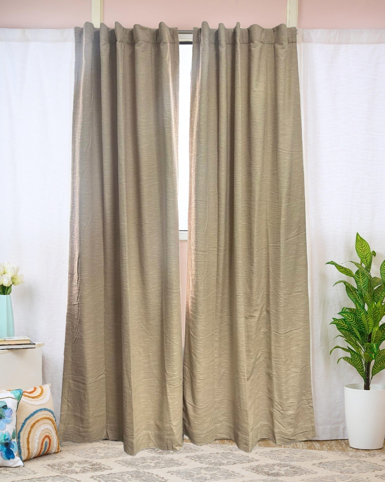 Soft Cotton Brown Curtains For Living & Bedroom | Window Drapes – Curtains on Brown Living™. SKU: SHCT-250612-B. Img 1.