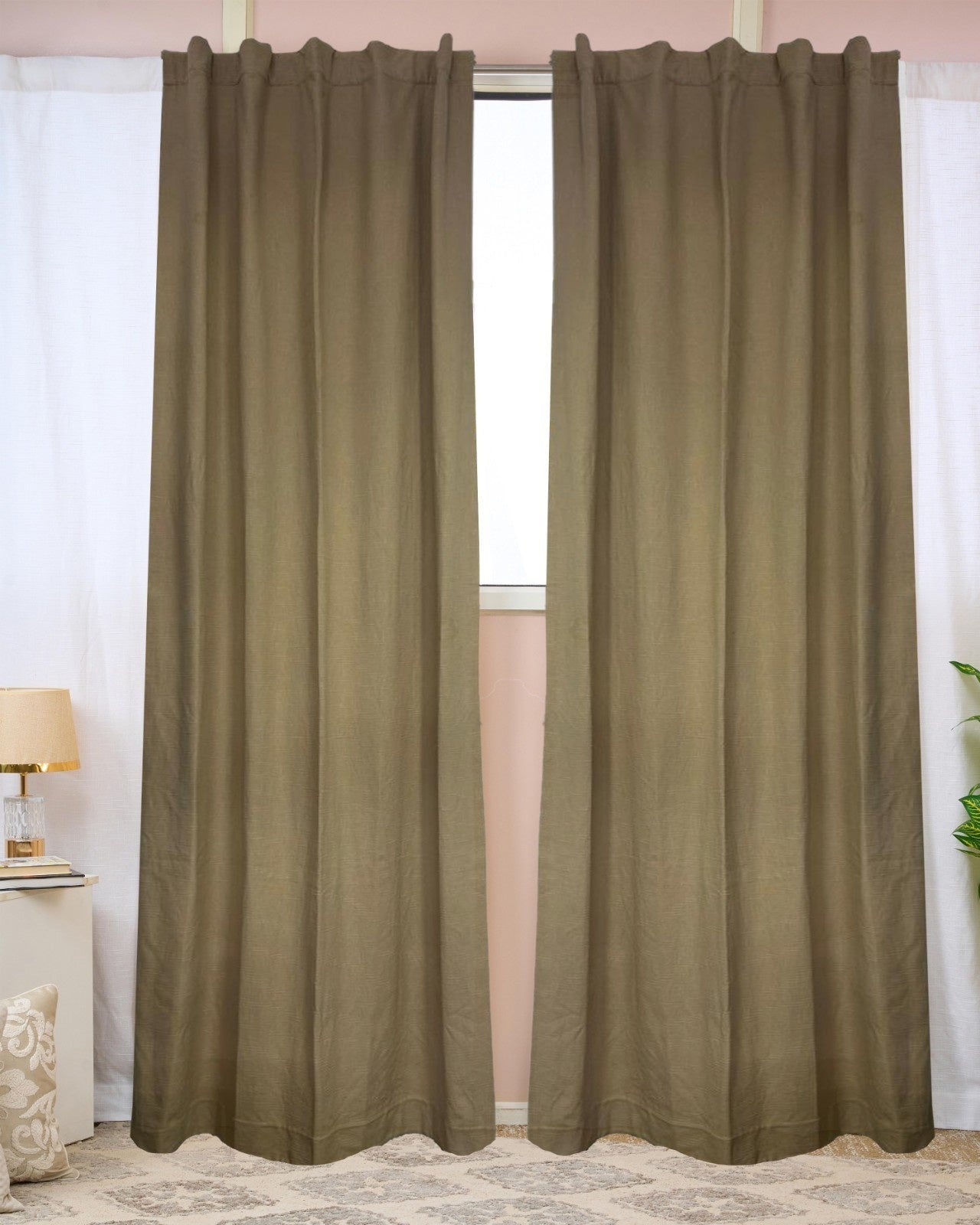 Soft Cotton Curtains For Living & Bedroom | 214 x 121 cm – Curtains on Brown Living™. SKU: SHCT-250611-B. Img 1.