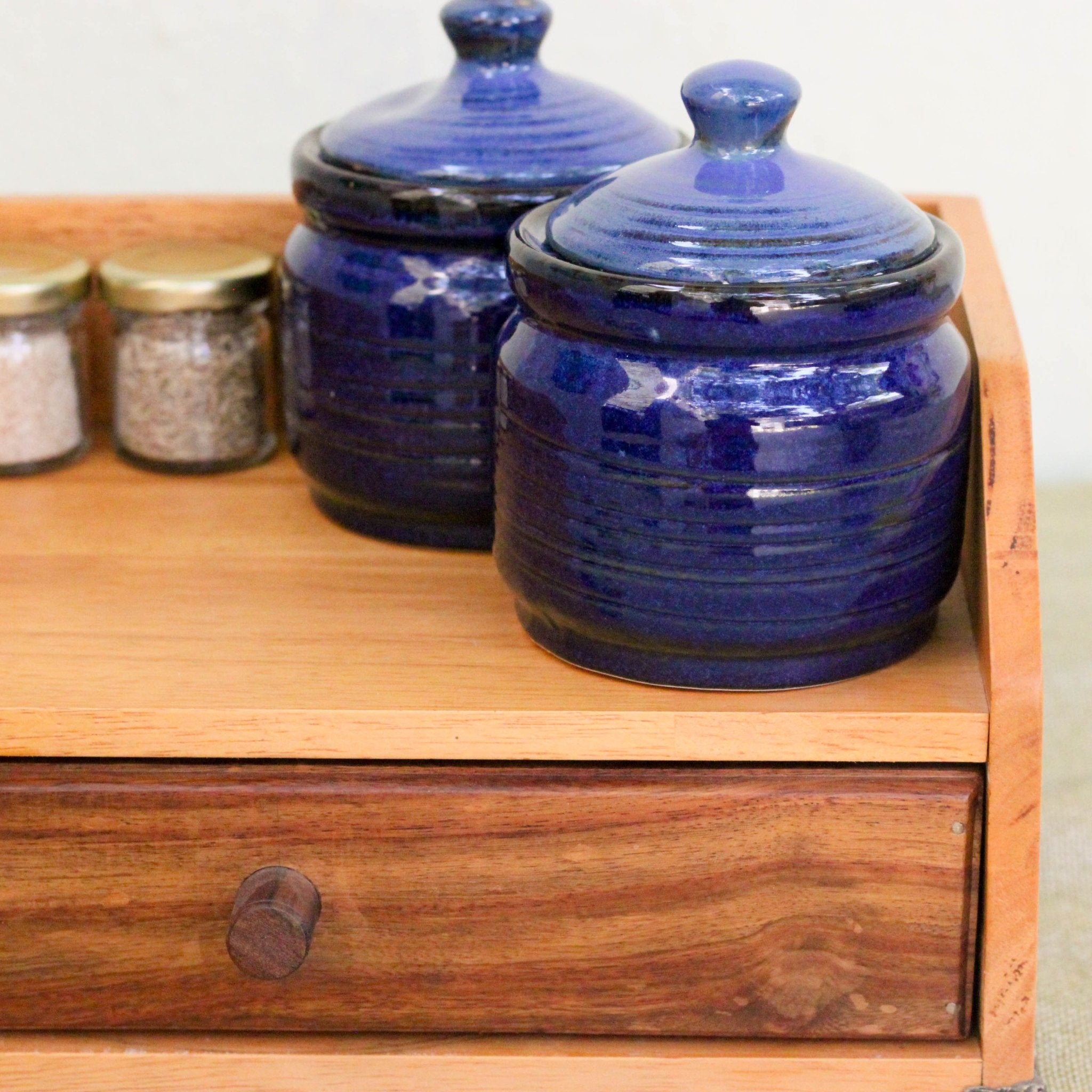 Solid Wood Chestnut Organizer | Kitchen Rack with Drawer – Kitchen Organizers on Brown Living™. SKU: BL0105. Img 8.
