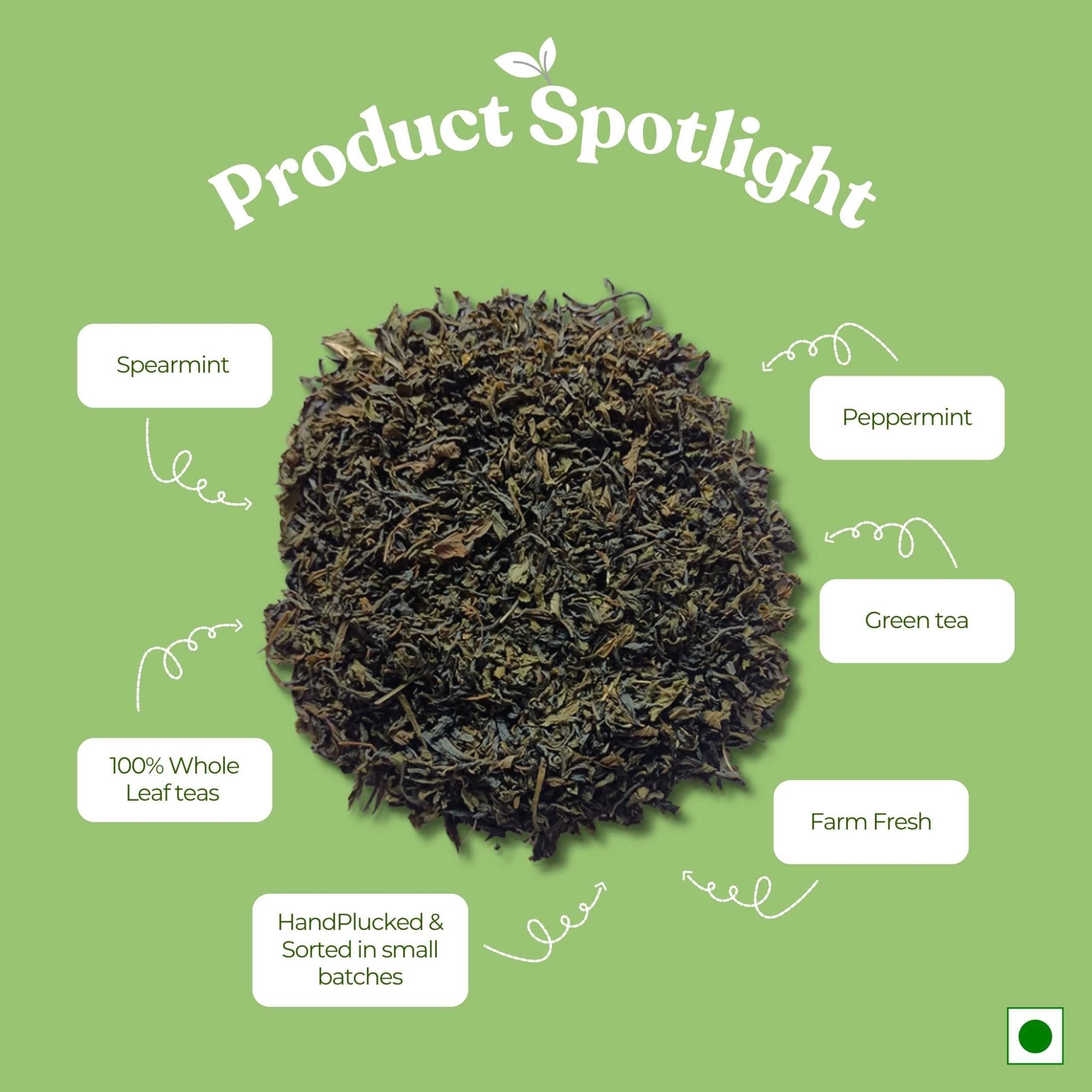 Spearmint Green Tea – Balance Hormones & Improve Digestion – 50g – Tea on Brown Living™. SKU: AMCZip50New. Img 2.