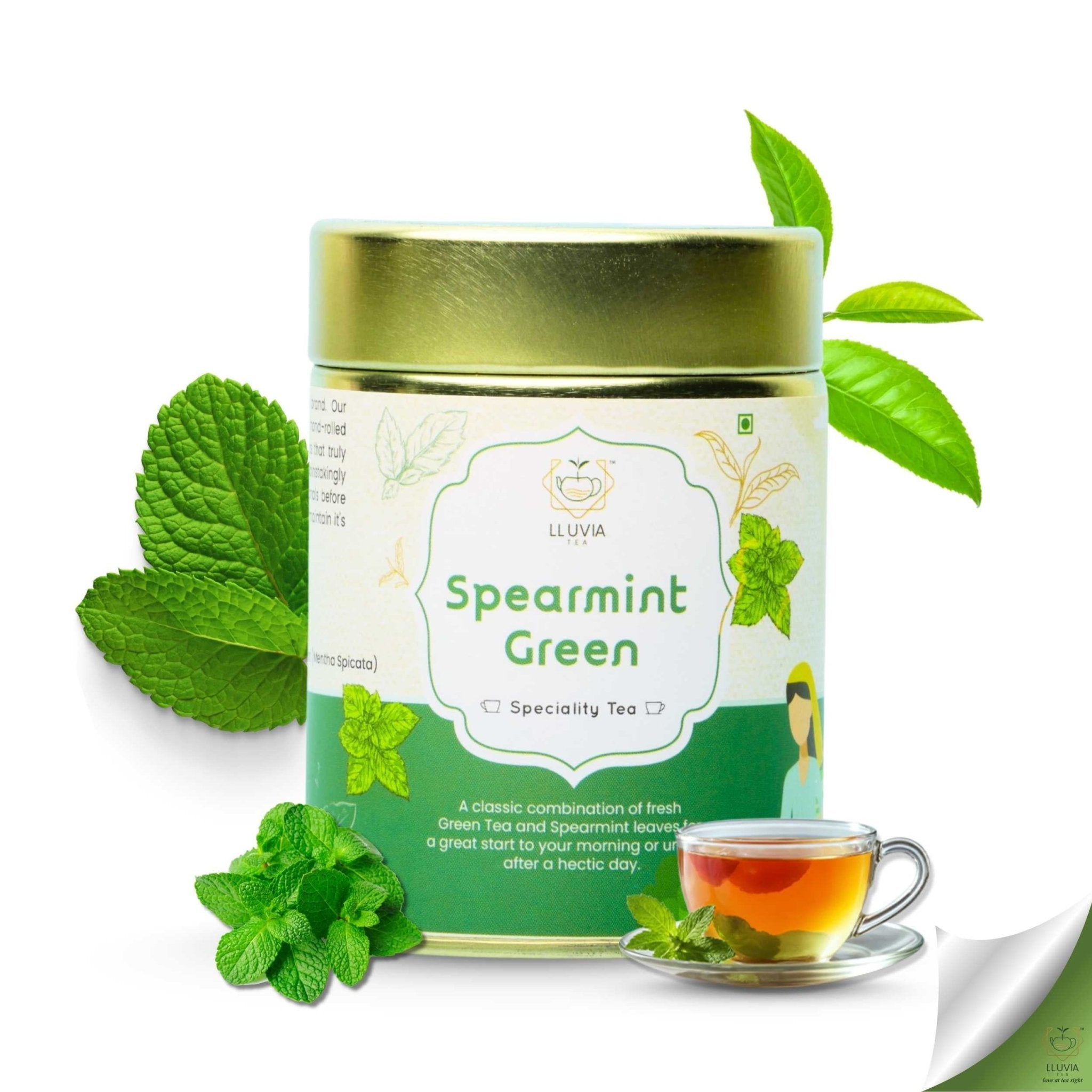 Spearmint Green Tea – Balance Hormones & Improve Digestion – 50g – Tea on Brown Living™. SKU: AMCZip50New. Img 1.