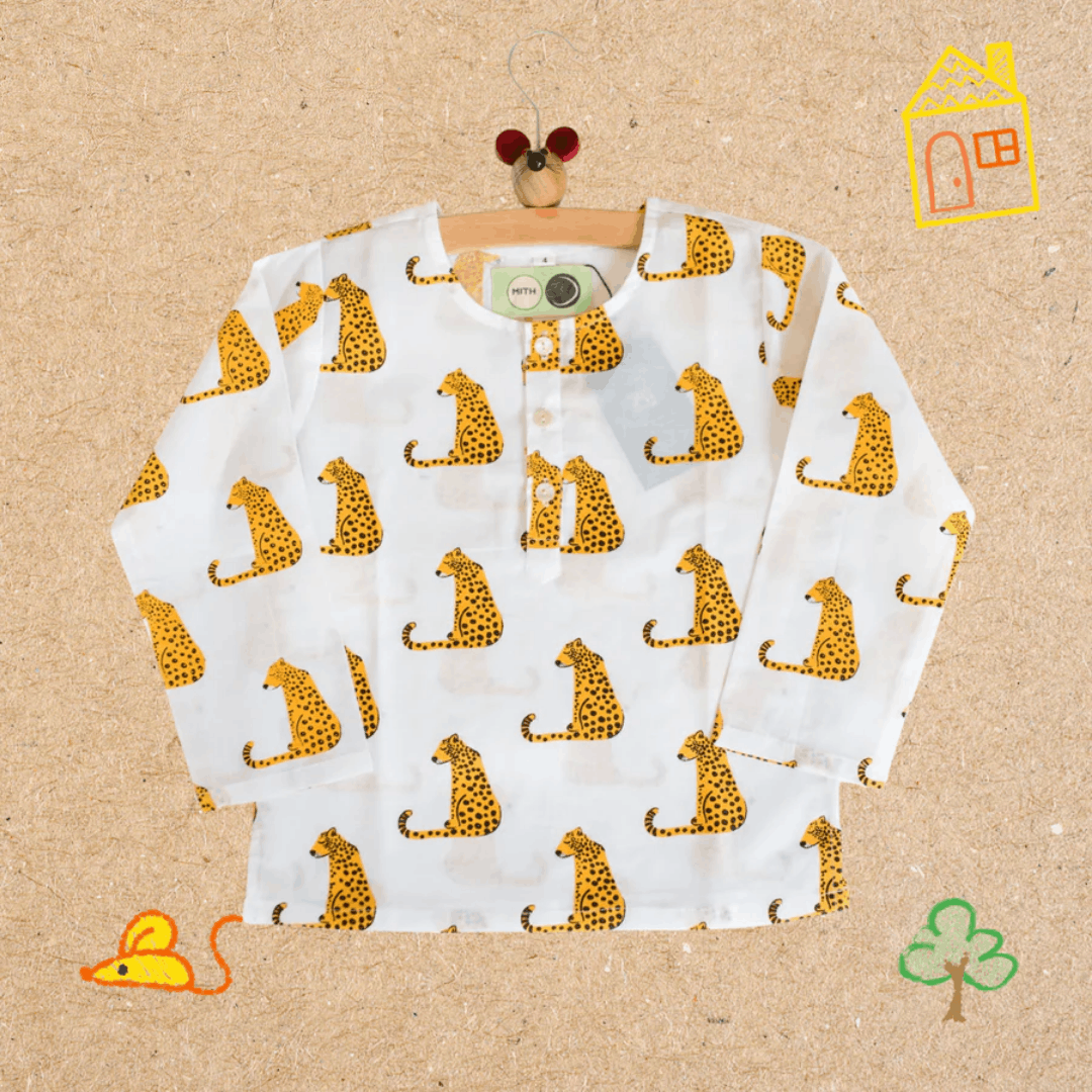 Spotty Leopard - Unisex Kids Cotton Nightwear – Kids Pyjamas on Brown Living™. SKU: MITHNW-025-1. Img 6.