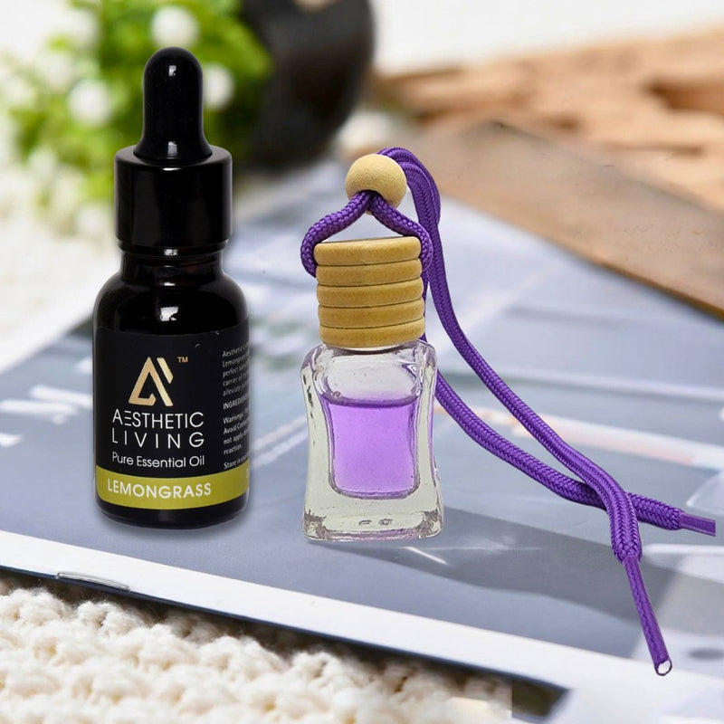 Square Car Aromatizer/ Diffuser Bottle with Essential Oil | Verified Sustainable Essential Oils on Brown Living™
