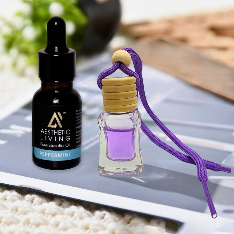 Square Car Aromatizer/ Diffuser Bottle with Essential Oil | Verified Sustainable Essential Oils on Brown Living™