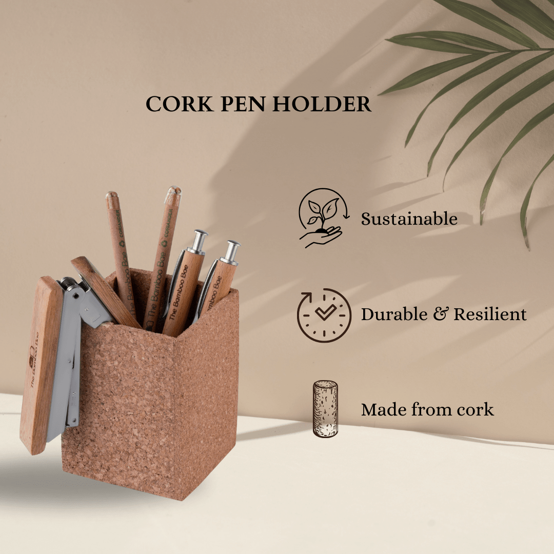 Square Cork Stand | Eco Friendly Natural Cork Coaster | Heat Resistant – Desk Organizers on Brown Living™. SKU: TBB-CS-01-BL. Img 2.