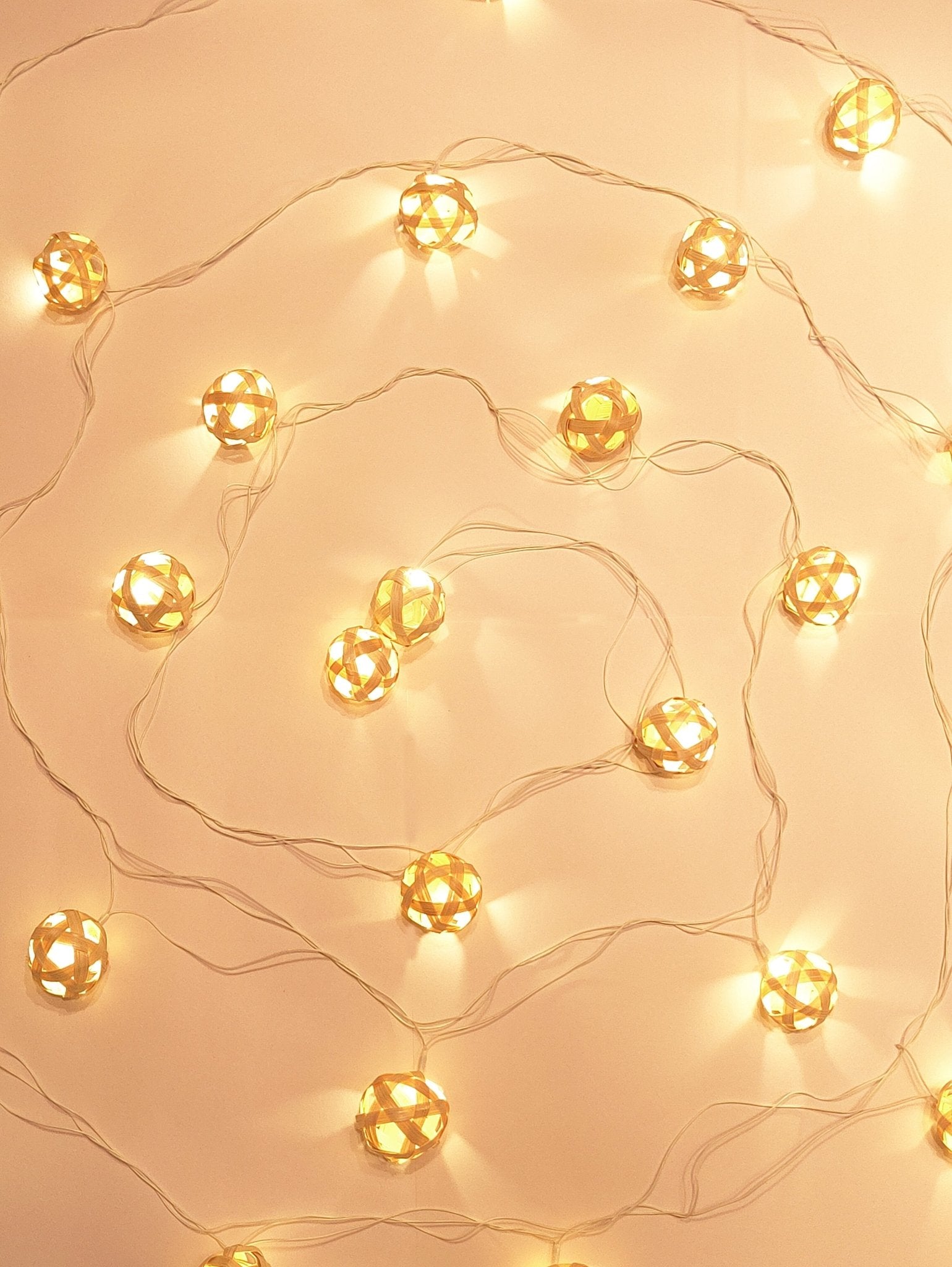 Star & Full Moon Handcrafted Bamboo String Lights – Decorative Festive – Home Decor on Brown Living™. SKU: BEDE - 732N. Img 6.