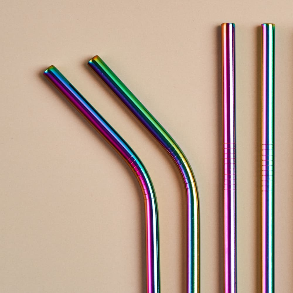 Straws With Cleaner - (1 ST+1 Bend) – Drinking Straws & Stirrers by ONEarth available on Brown Living™. Rainbow Steel (1st+1 Bent) . SKU: OEP326. Img 5.